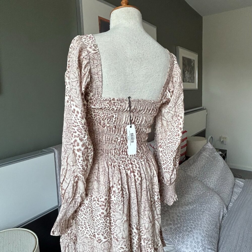 Olivaceous Blush Snakeskin Print Dress Flowy Stretchy US Small     - G1944